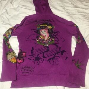 ed hardy y2k zip up sweater